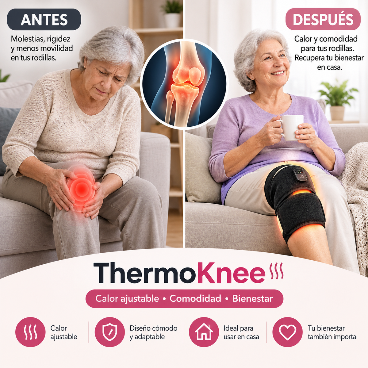 🔥¿Sientes tu rodilla rígida, incómoda o molesta después de un día largo? Dale unos minutos de calor y confort mientras descansas.😌